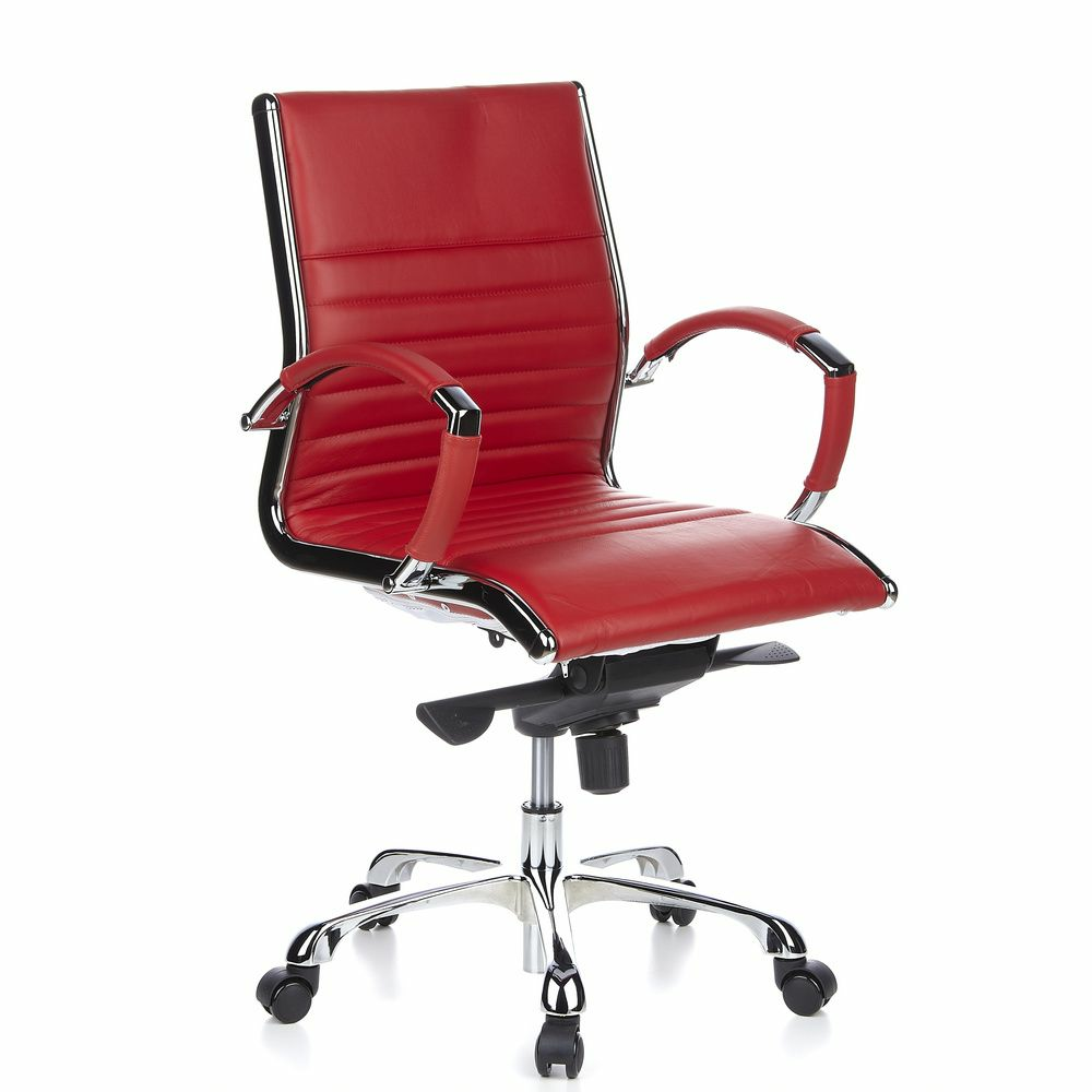 Hjh Office Bürostuhl Profi Chefsessel Parma 10 Leder Rot Chrom B-Ware - 4260182538562