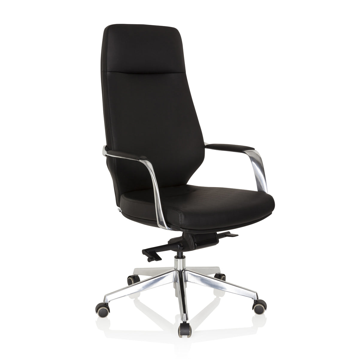 hjh OFFICE Chefsessel Bürostuhl Drehstuhl VELVET Kunstleder Schwarz Armlehnen - 4251084663209