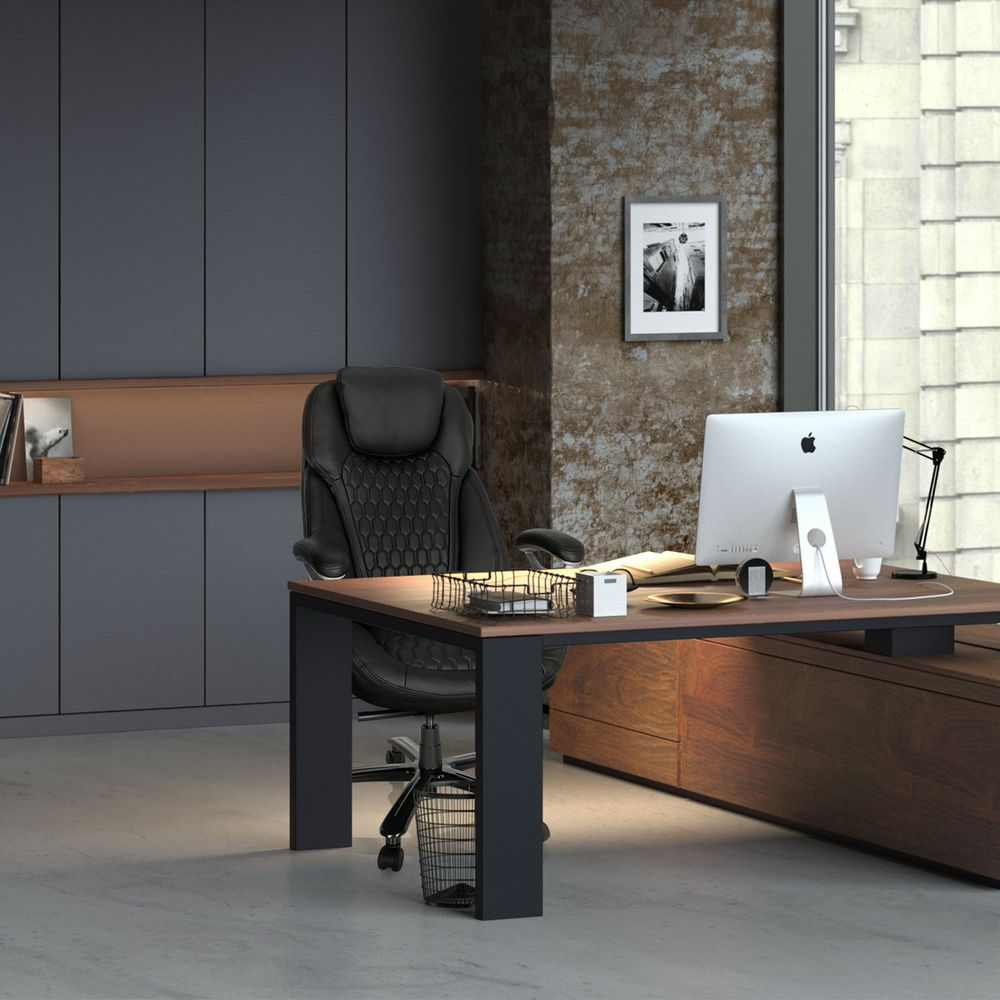 B-Ware Hjh Office Chefsessel Xxl Pullmann I Leder Schwarz Drehstuhl Schreibtischstuh673 - 4064323000174