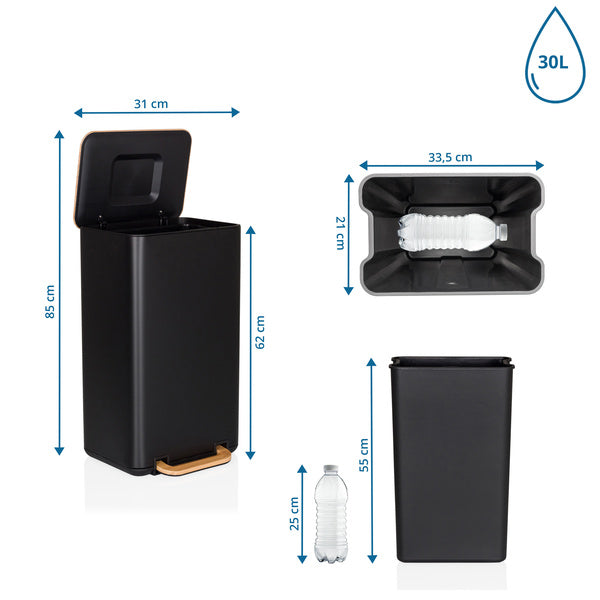 HJH OFFICE CLEAN NATURA Mülleimer Abfallbehälter Mülltonne 30L Kunststoff - 4064323107316