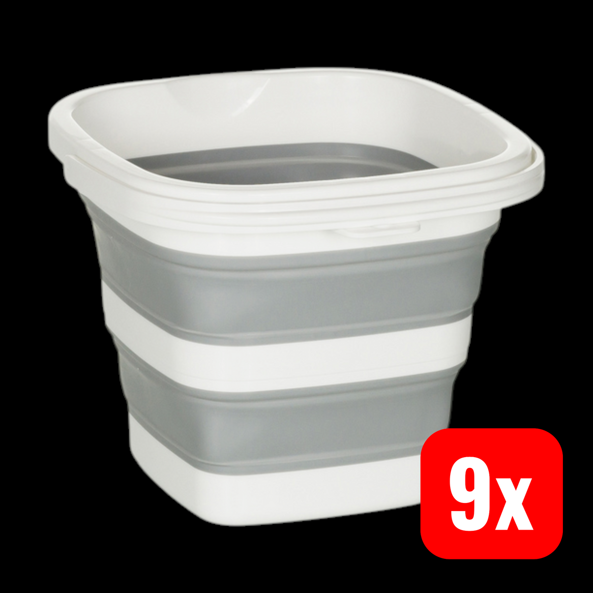 hjh OFFICE Eimer Falteimer 5 L Kunststoff grau weiß Camping Haushalt 9 STÜCK - 4064323036265