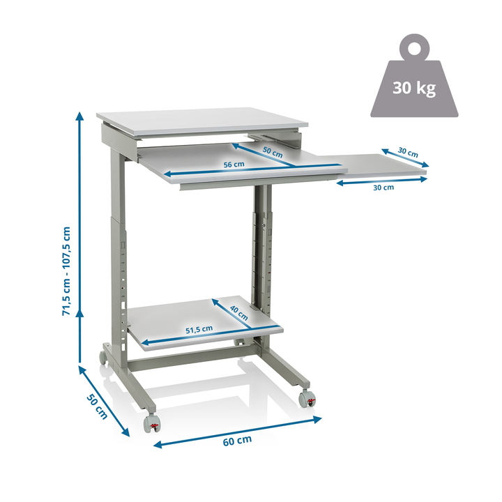 Hjh Office Computertisch Schreibtisch Workstation Grau Höhenverstellung B-Ware - 4251084696573