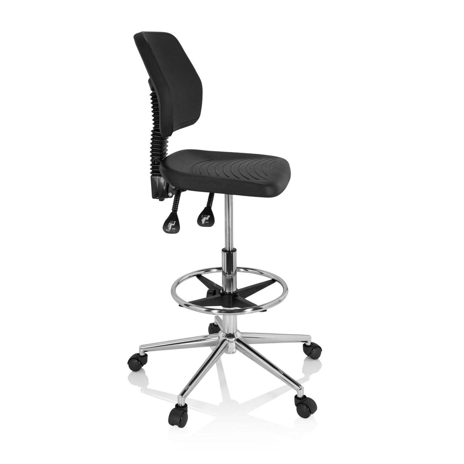 Hjh Office Arbeitsstuhl Drehhocker Hocker Schwarz Hartschaum Chrom Top Work 11 B-Ware - 4064323017059