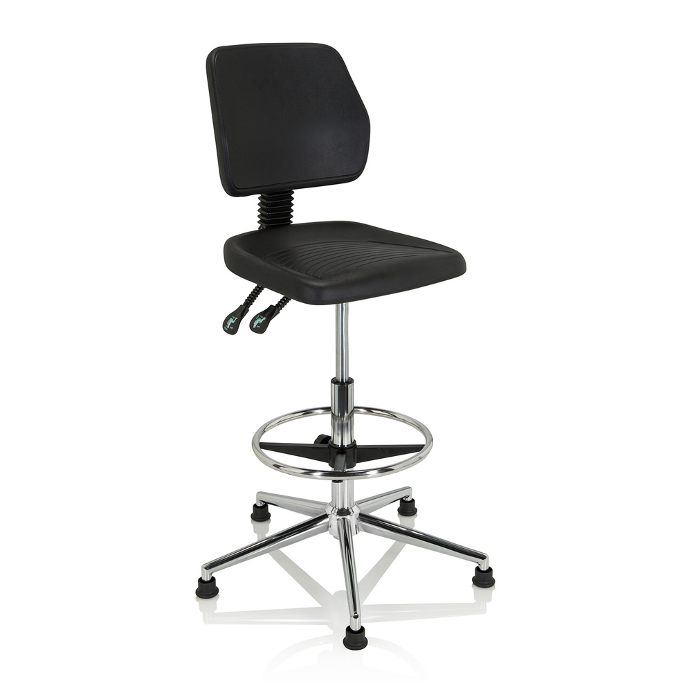 Hjh Office Arbeitsstuhl Drehhocker Hocker Schwarz Hartschaum Chrom Top Work 11 B-Ware - 4064323017059