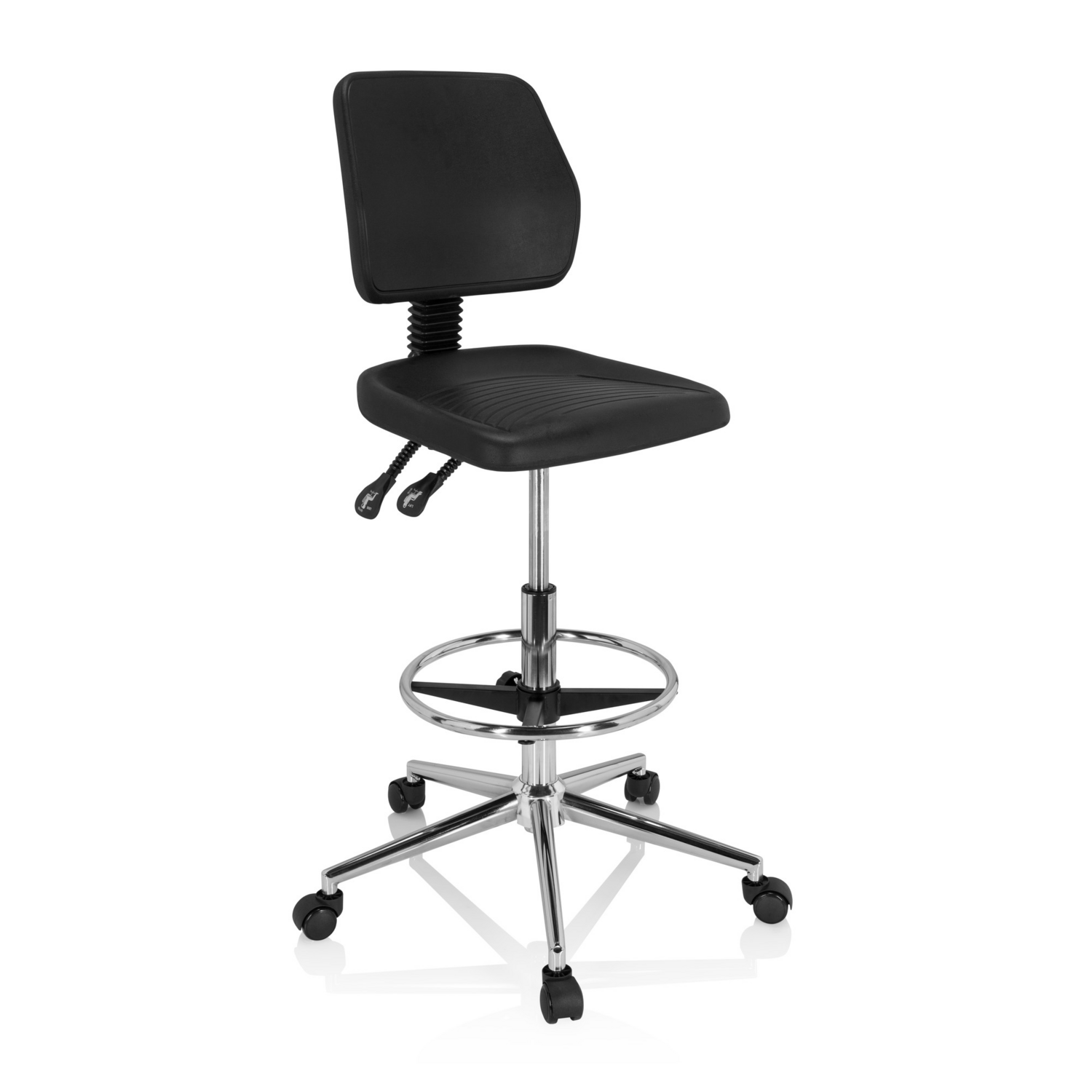Hjh Office Arbeitsstuhl Drehhocker Hocker Schwarz Hartschaum Chrom Top Work 11 B-Ware - 4064323017059