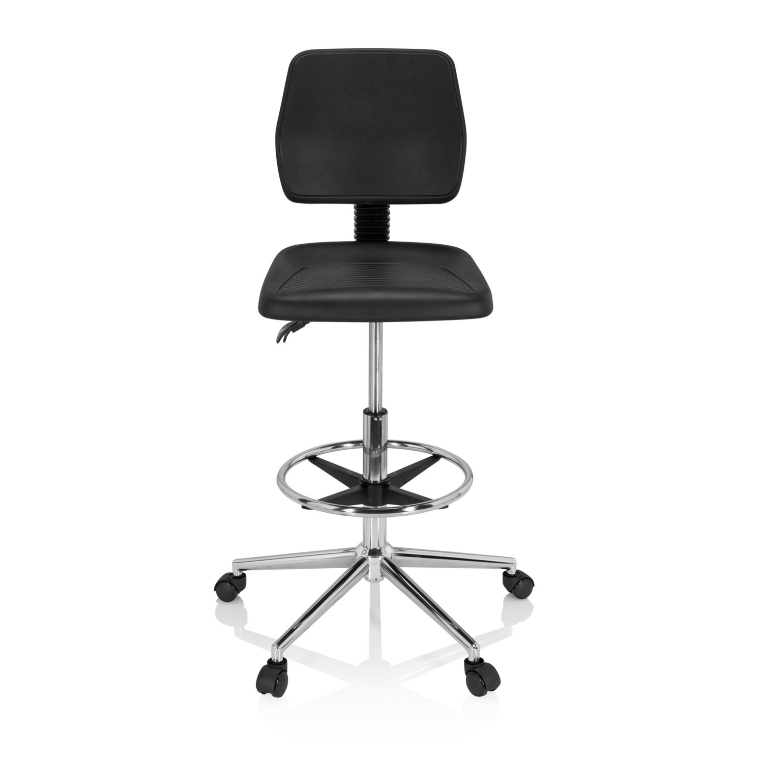 Hjh Office Arbeitsstuhl Drehhocker Hocker Schwarz Hartschaum Chrom Top Work 11 B-Ware - 4064323017059