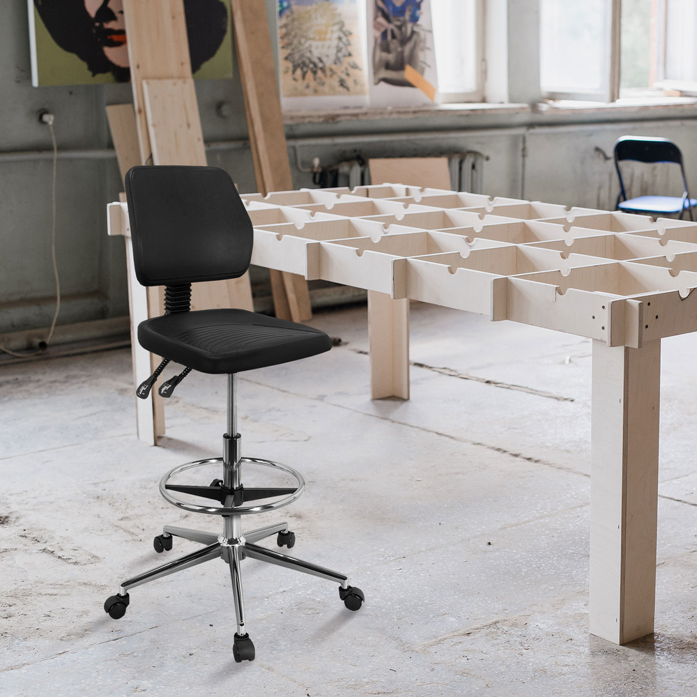 Hjh Office Arbeitsstuhl Drehhocker Hocker Schwarz Hartschaum Chrom Top Work 11 B-Ware - 4064323017059