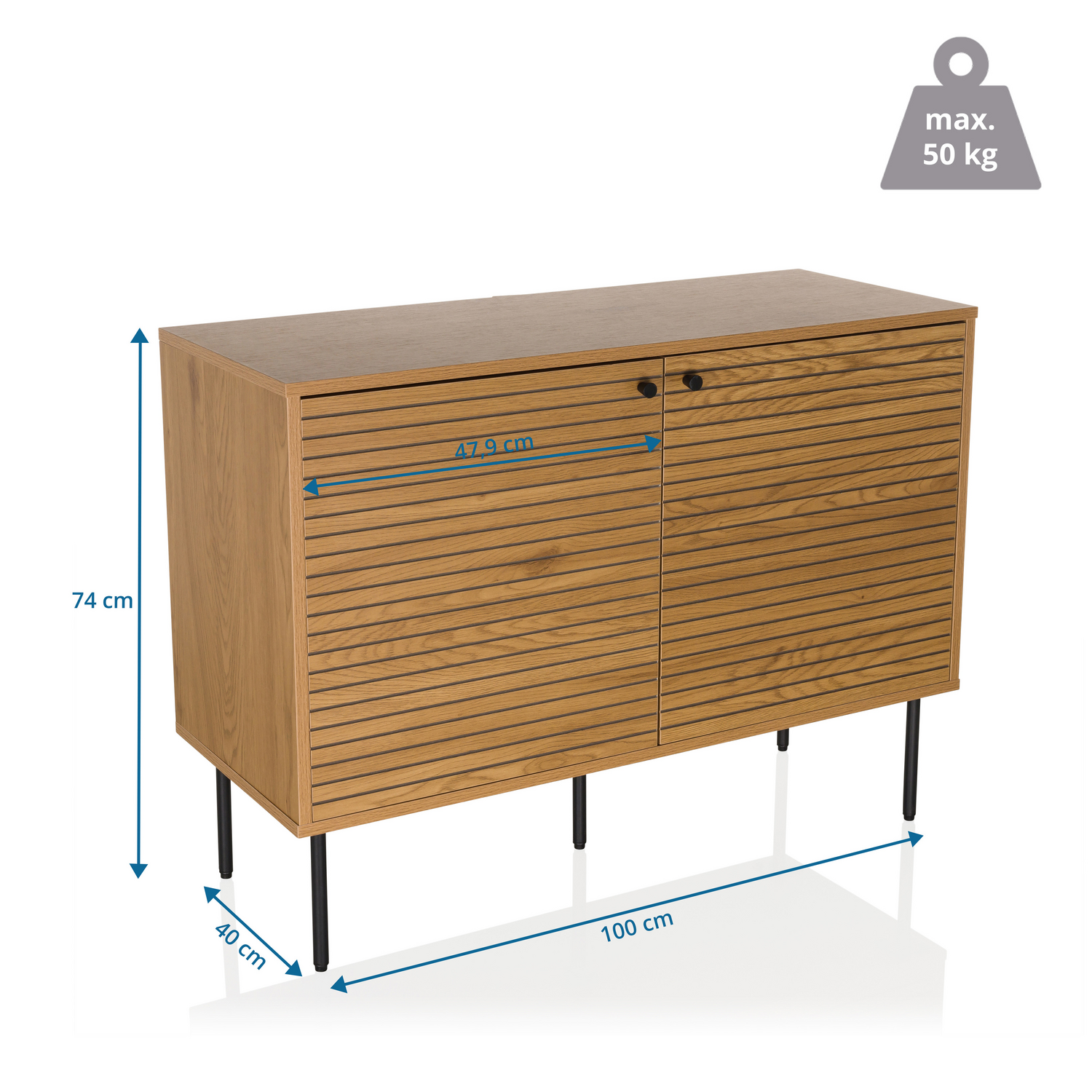 B-Ware Hjh Living Sideboard Kommode Linno S Eiche 100x40x74 Cm Industrial Möbel - 4064323038085