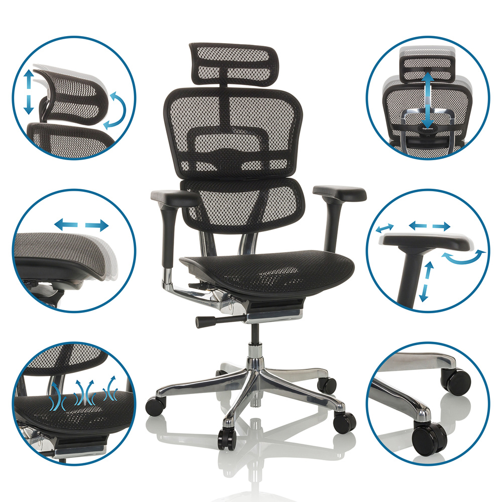 Hjh Office Ergohuman I Bürostuhl Chefsessel Schreibtuschstuhl Drehstuhl B-Ware - 4064323035527