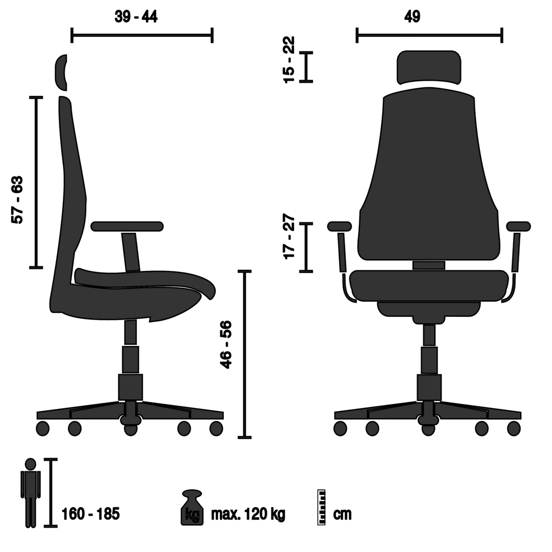 Hjh Office Ergohuman Sitz Stoff Rücken Netz Schwarz  Bürostuhl Chefsessel B-Ware - 4064323037682