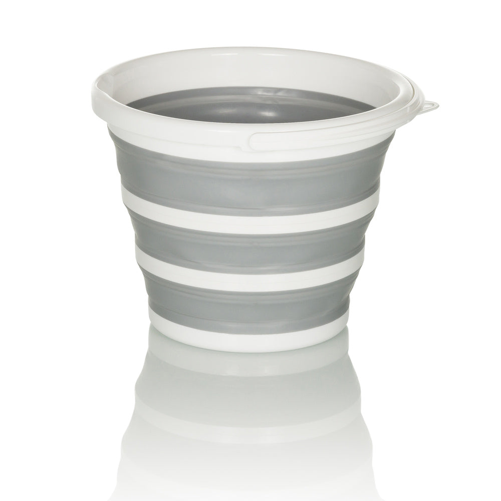hjh OFFICE Faltbarer Eimer Falteimer CLEAN SILR 10L Kunststoff grau weiß 3 STÜCK - 4064323036272
