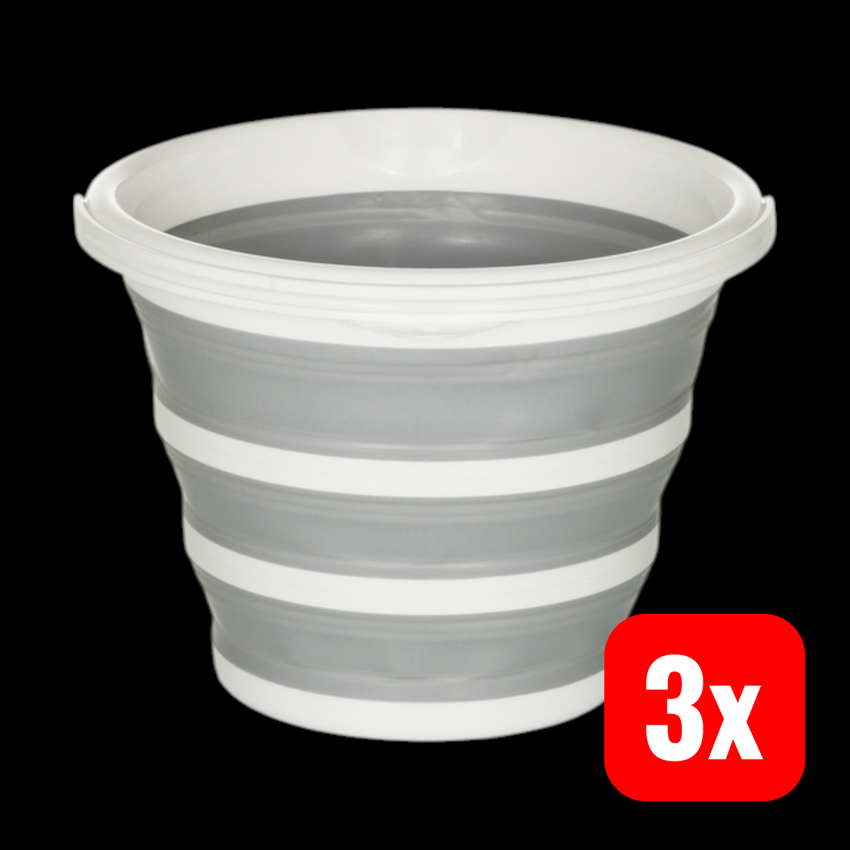 hjh OFFICE Faltbarer Eimer Falteimer CLEAN SILR 10L Kunststoff grau weiß 3 STÜCK - 4064323036272