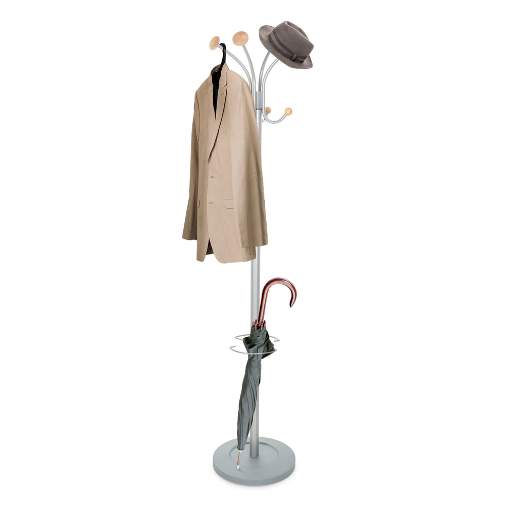 B-Ware Hjh Office Garderobenständer Kleiderständer Silber Stahl Garderobe772