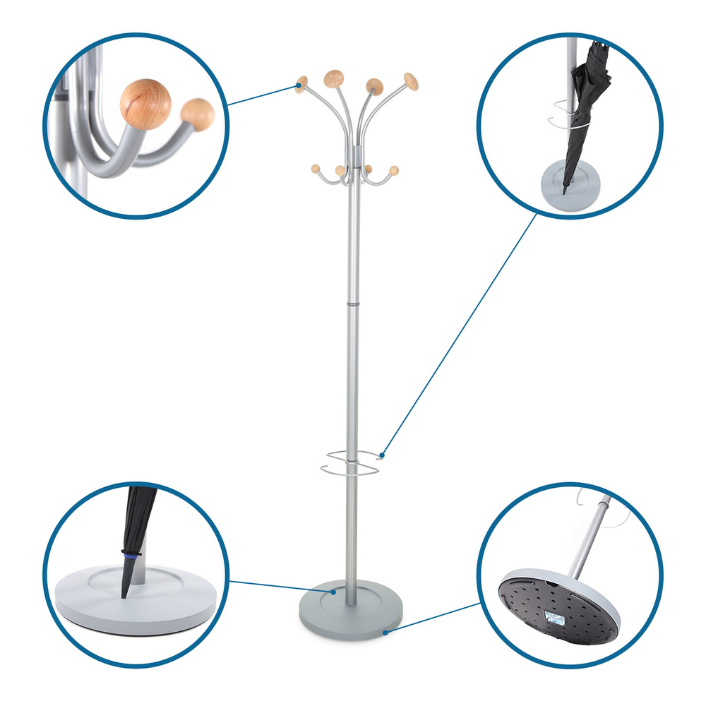 B-Ware Hjh Office Garderobenständer Kleiderständer Silber Stahl Garderobe - 4251084696641