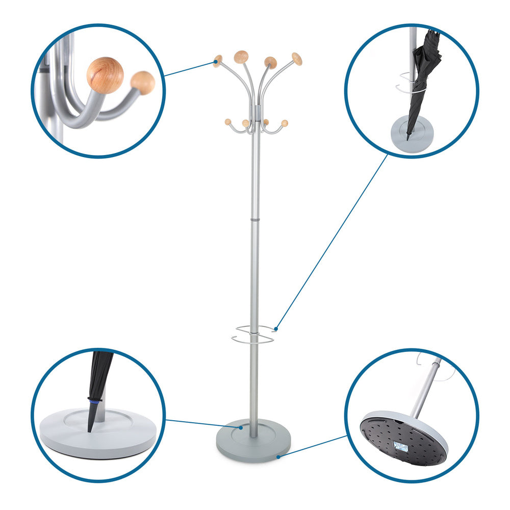 hjh OFFICE Garderobenständer Kleiderständer silber Stahl Garderobe772 - 4251084696641