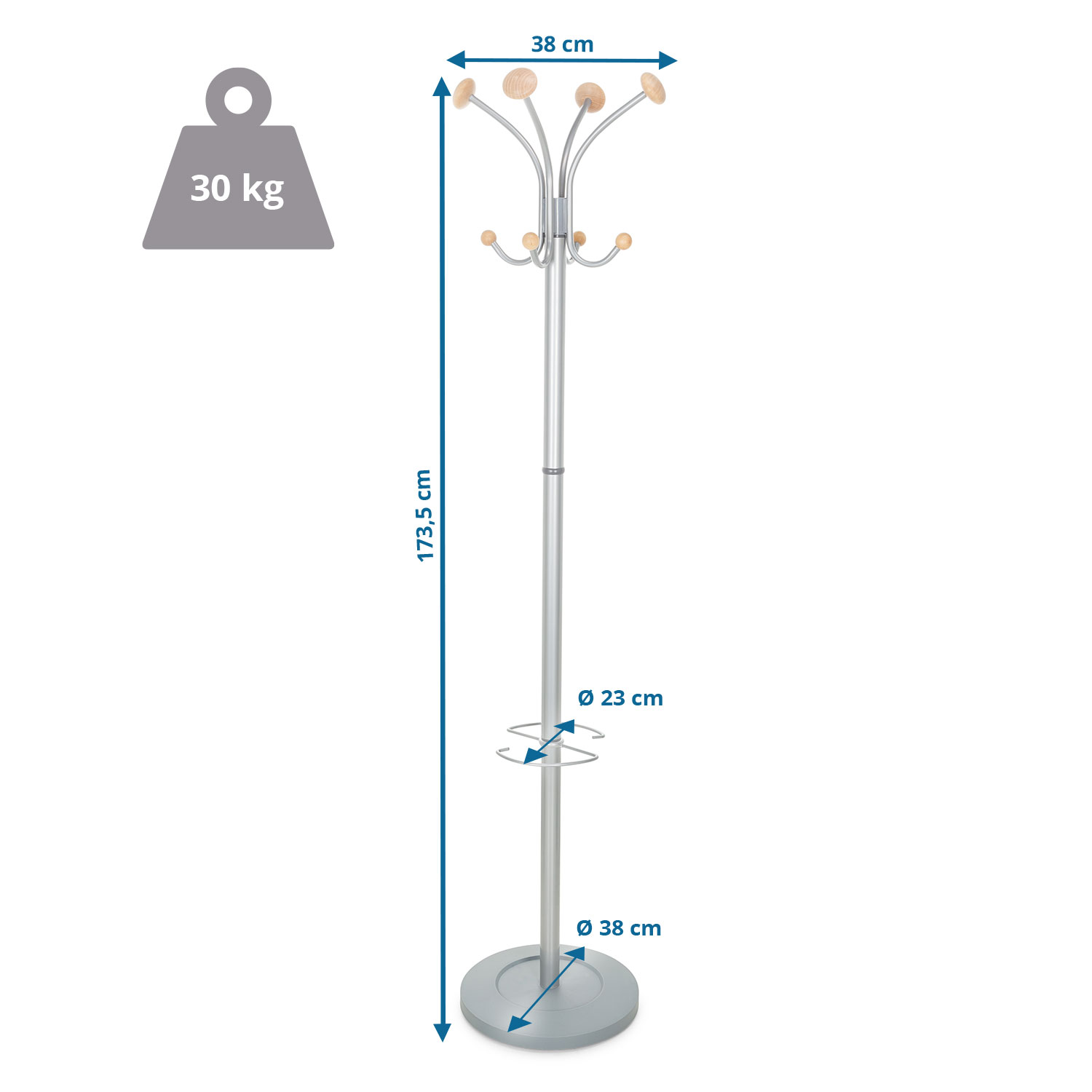 B-Ware Hjh Office Garderobenständer Kleiderständer Silber Stahl Garderobe - 4251084696641