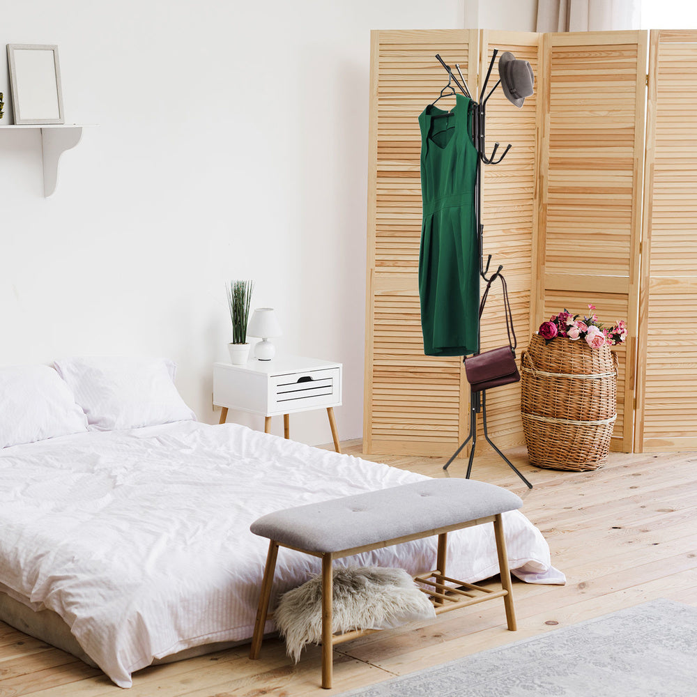 hjh OFFICE Garderobenständer Kleiderständer Garderobe schwarz Stahl 11 Haken - 4251084696856