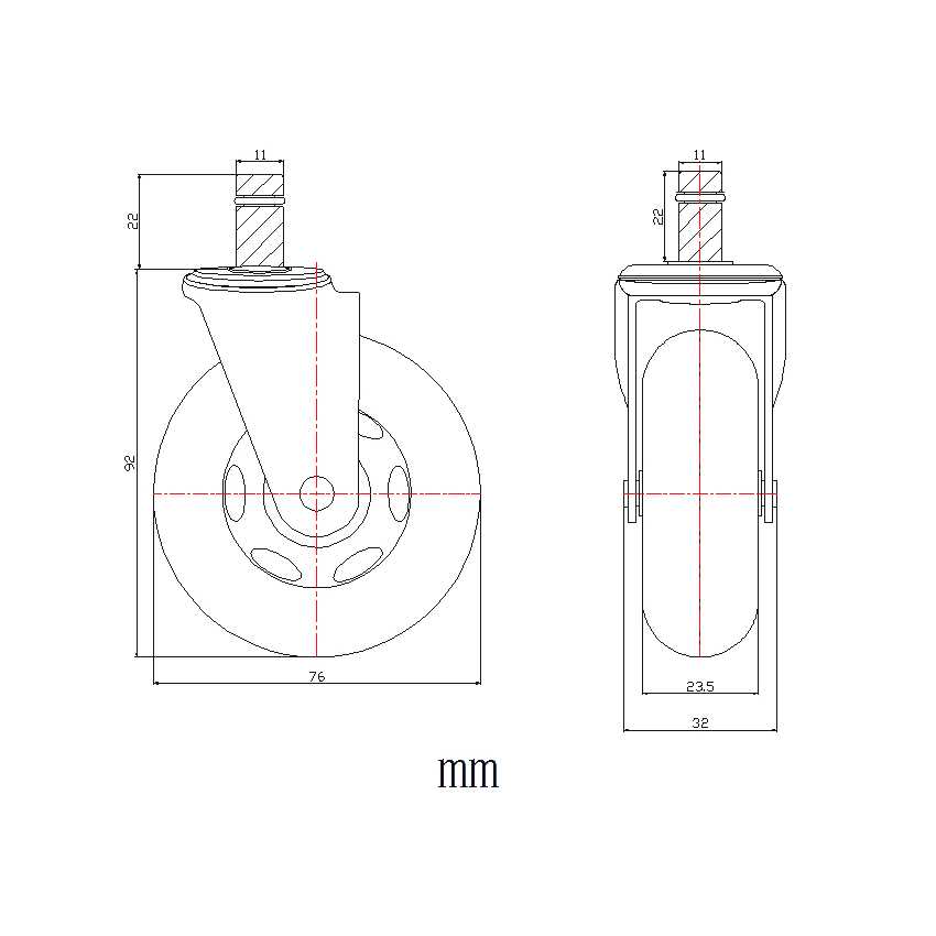 B-Ware Hjh Office Hartbodenrollen Stuhlrollen 11mm 75mm Schwarz Transparent 5er Pack - 4251084661816