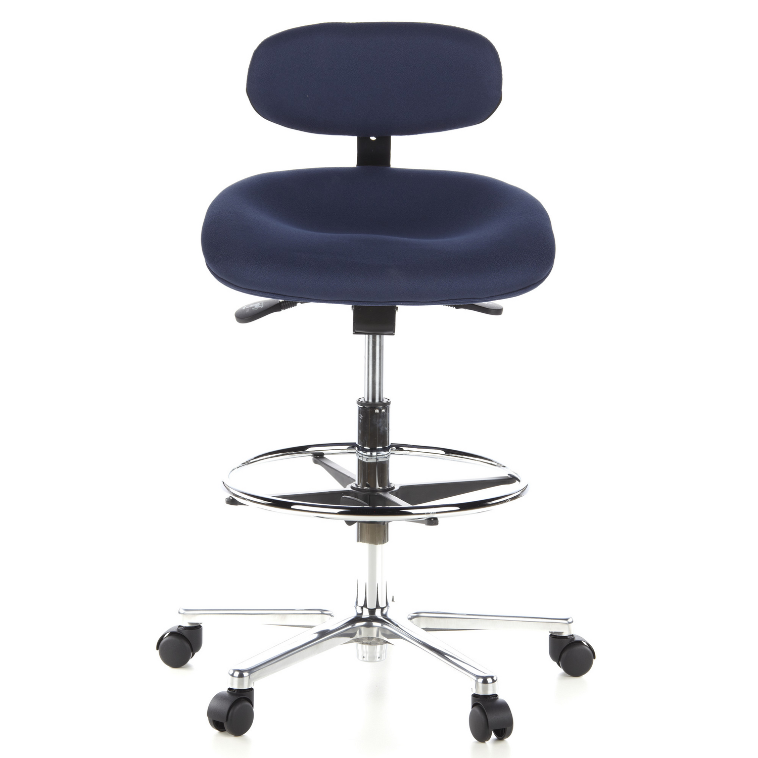 B-Ware Hjh Office Hocker Drehhocker Arbeitsstuhl Work Mf Stoff Blau Chrom Teppichbö578 - 4260182541036