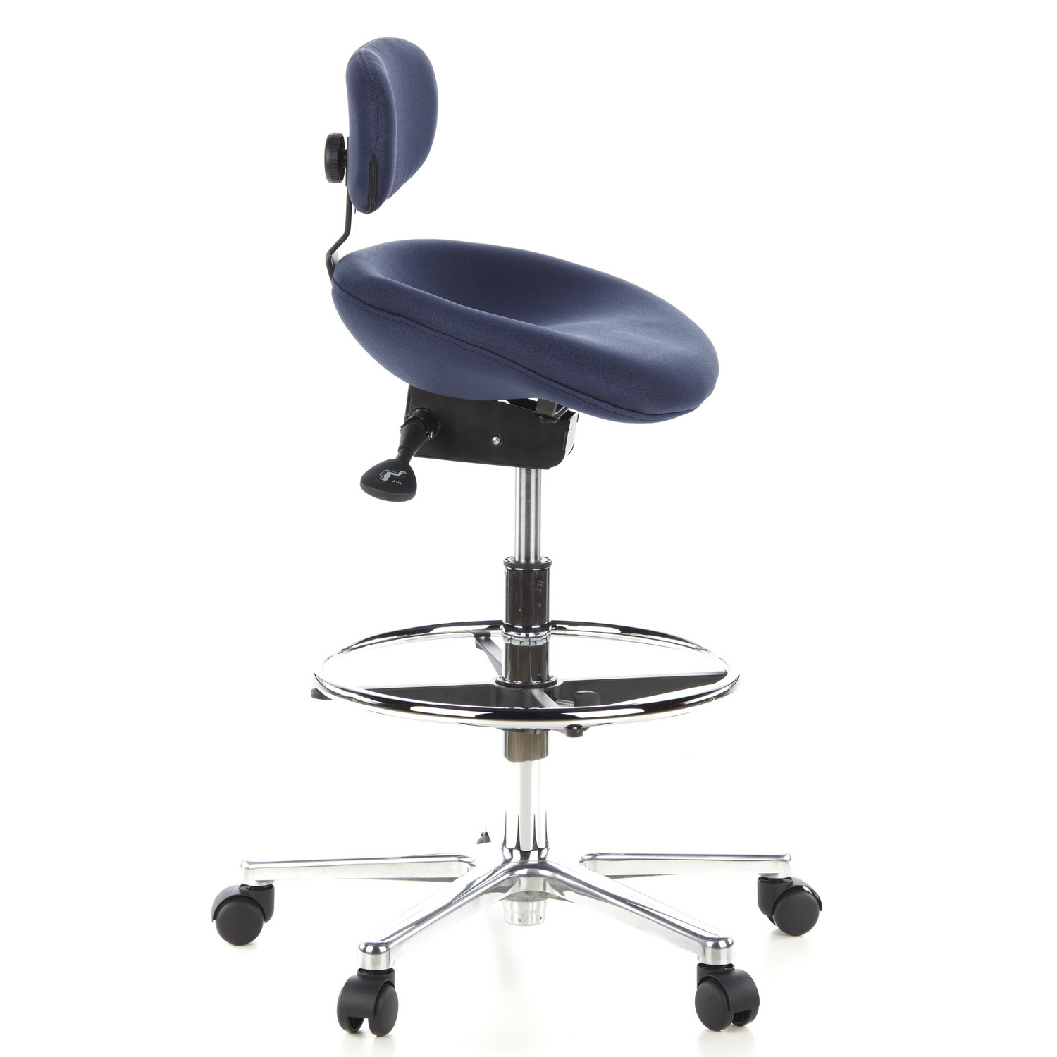 B-Ware Hjh Office Hocker Drehhocker Arbeitsstuhl Work Mf Stoff Blau Chrom Teppichbö578 - 4260182541036