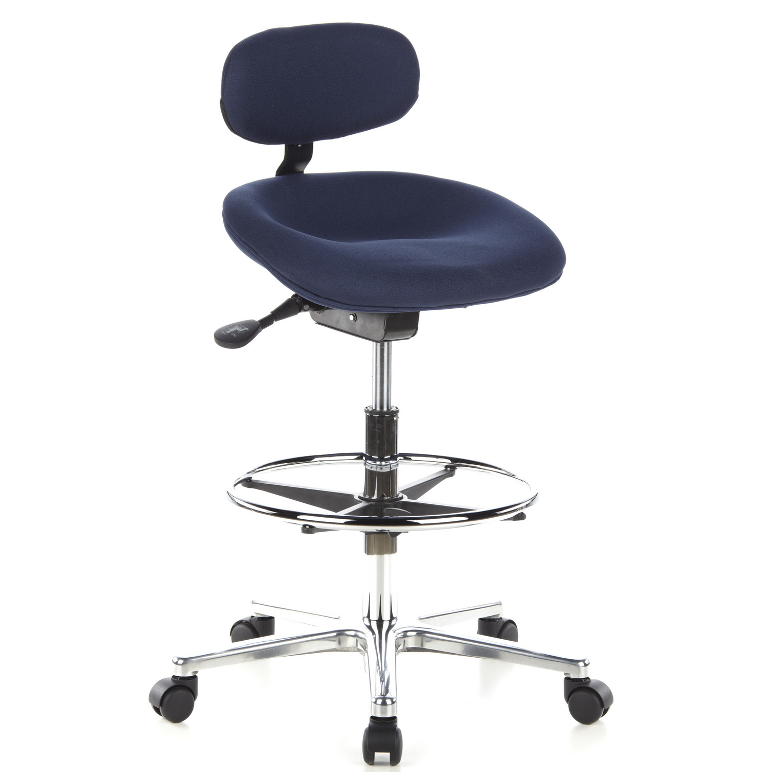 B-Ware Hjh Office Hocker Drehhocker Arbeitsstuhl Work Mf Stoff Blau Chrom Teppichbö578 - 4260182541036