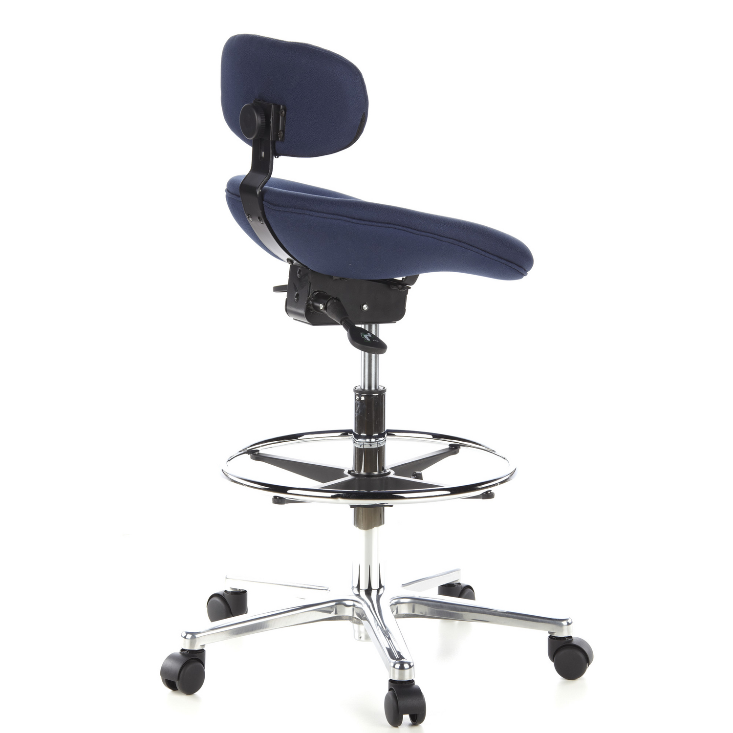 B-Ware Hjh Office Hocker Drehhocker Arbeitsstuhl Work Mf Stoff Blau Chrom Teppichbö578 - 4260182541036