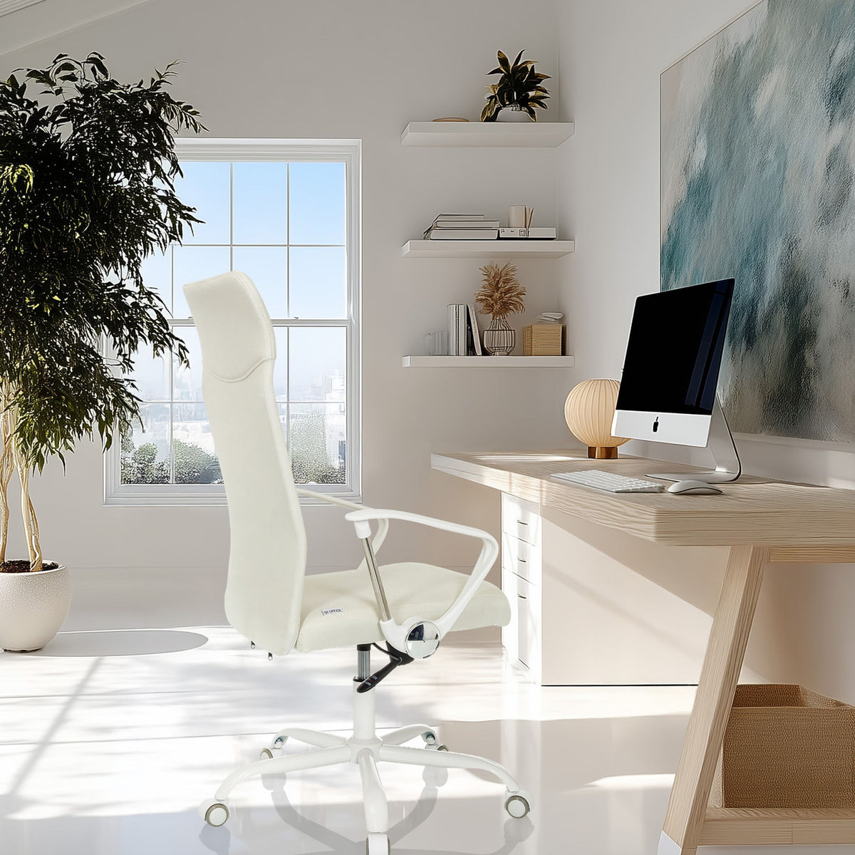 hjh OFFICE Bürostuhl Drehstuhl Home Office STRYKA W Stoff Armlehnen Beige St207 - 4064323107743