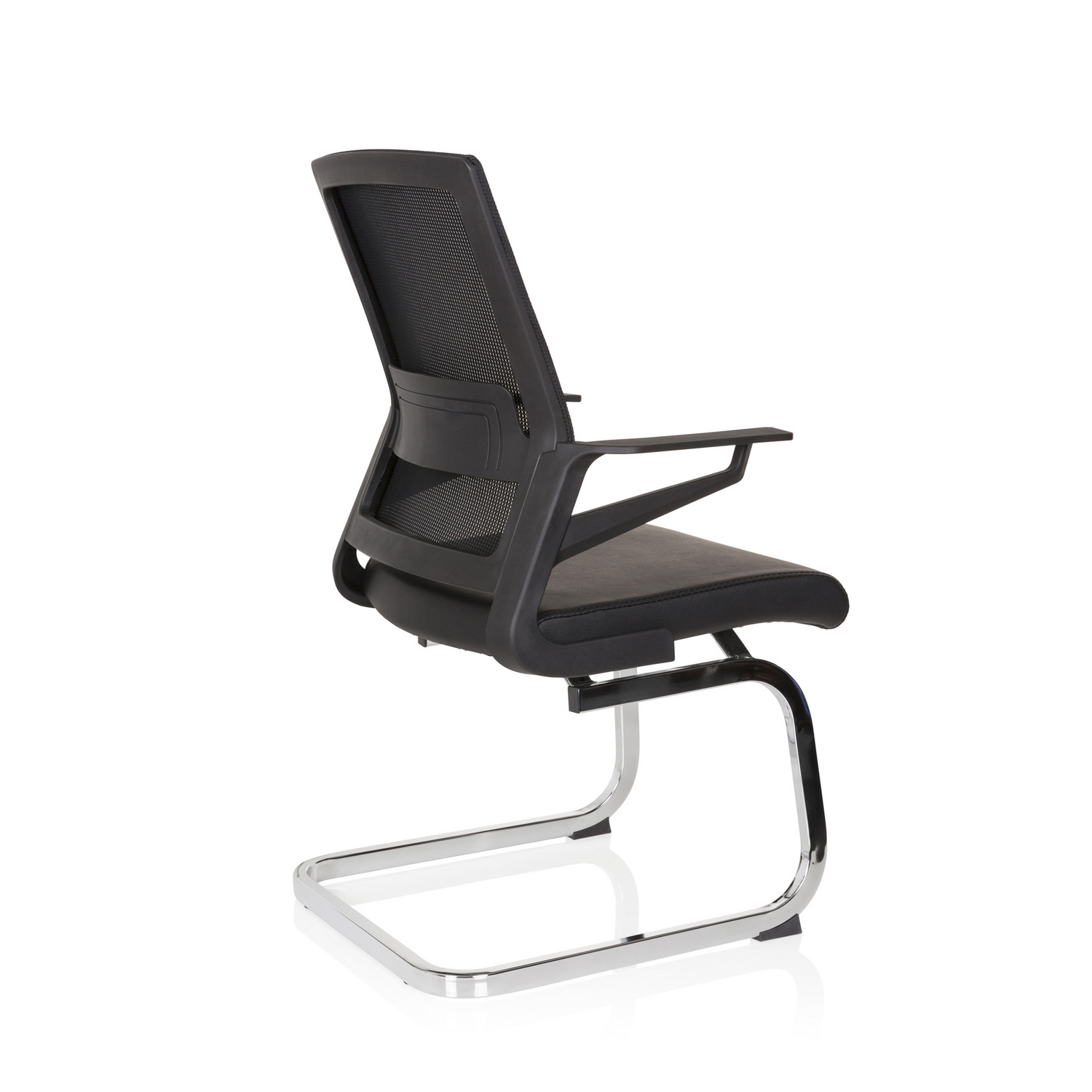 Hjh Office Konferenzstuhl Freischwinger Stuhl Sitz Schwarz Kunstleder B-Ware - 4251084669249