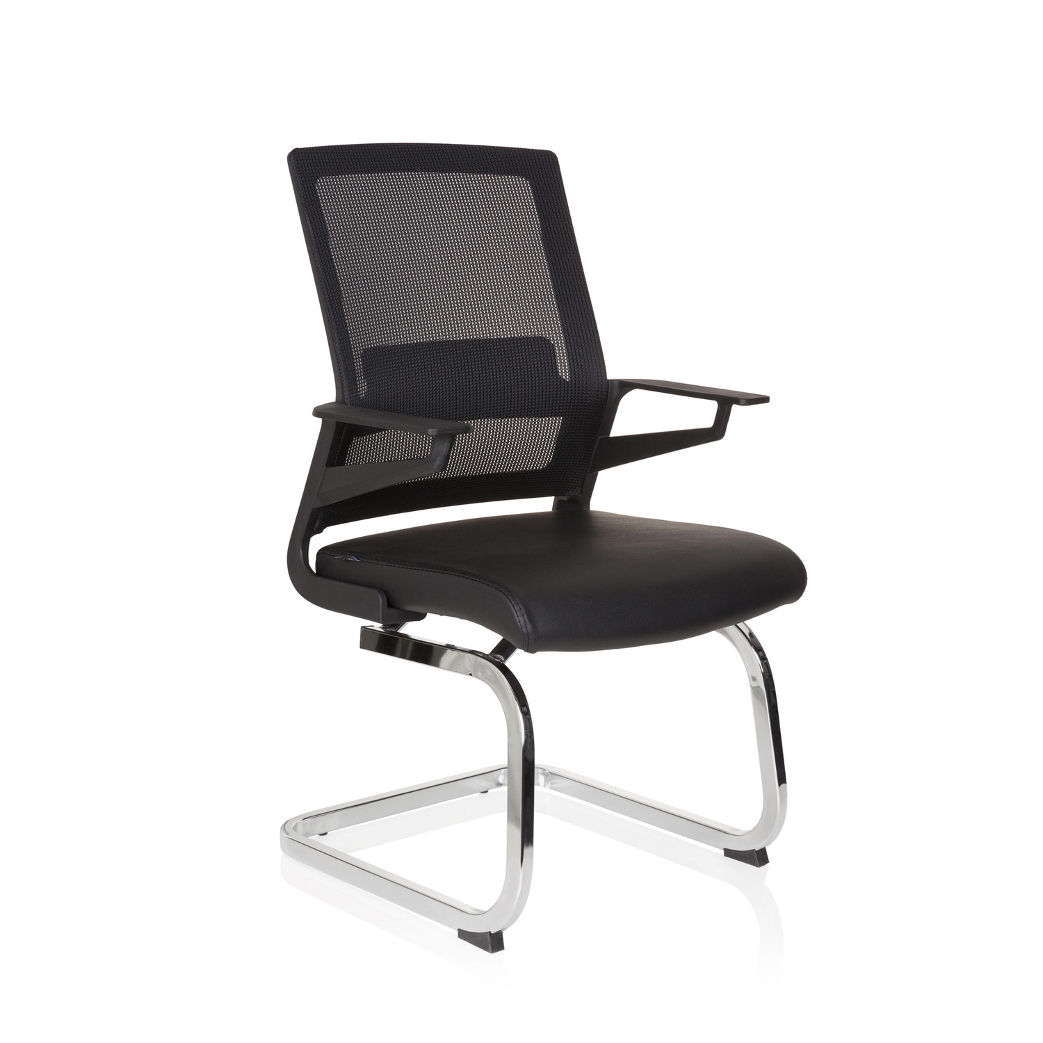 Hjh Office Konferenzstuhl Freischwinger Stuhl Sitz Schwarz Kunstleder B-Ware - 4251084669249