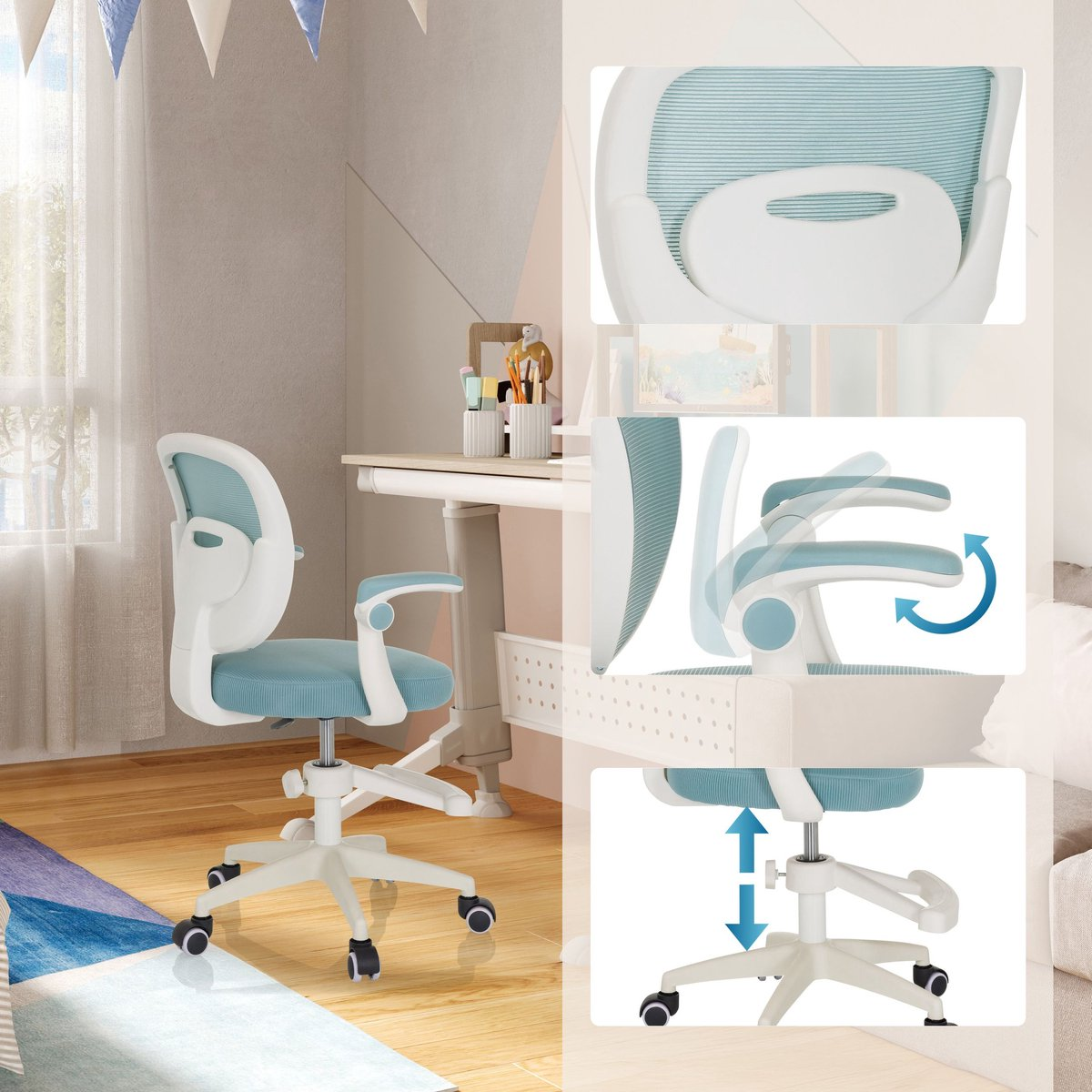 B-Ware Hjh Office Kinderdrehstuhl Stuhl Kinderstuhl Kiddy Smart Lichtblau
