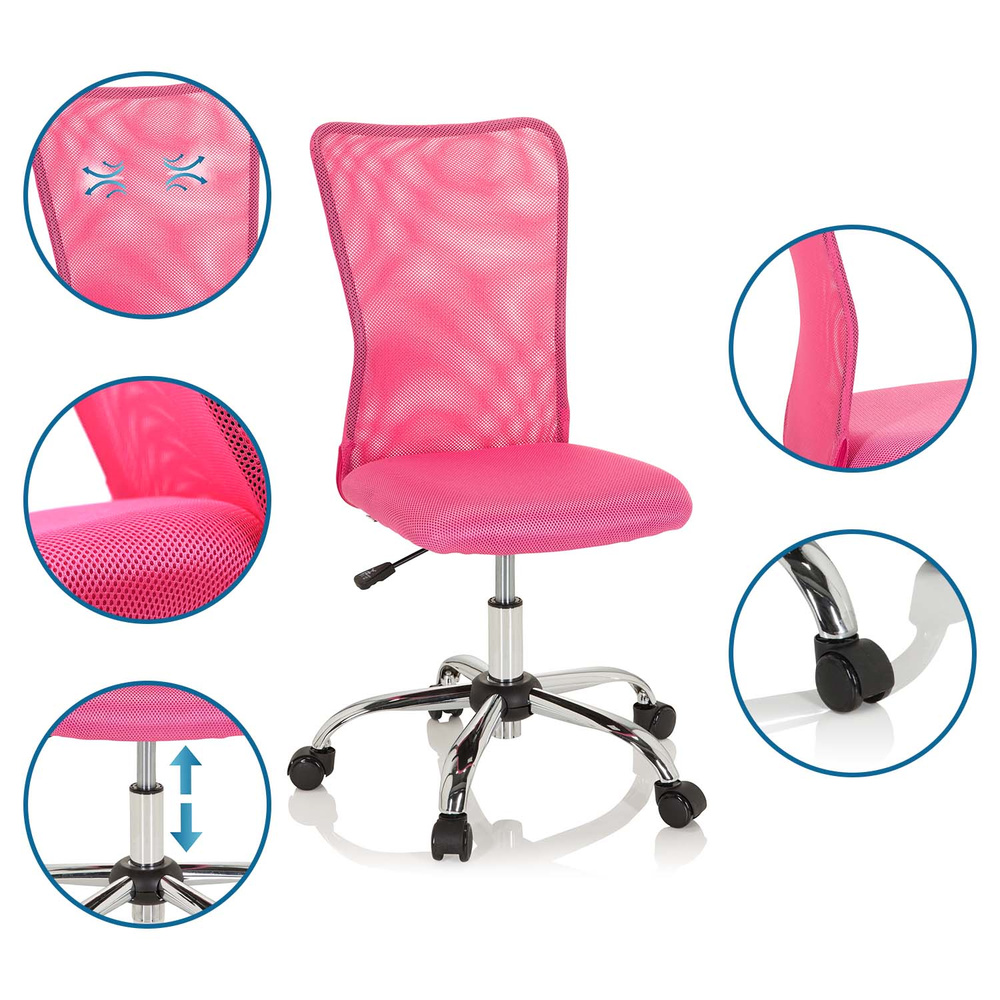 Hjh Office Kinderschreibtischstuhl Kinderstuhl Kiddy Net I Netzstoff Rosa B-Ware - 4064323017370