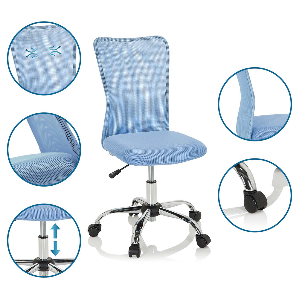 Hjh Office Kinderschreibtischstuhl Drehstuhl Blau Netzstoff Kiddy Net I B-Ware - 4064323017387