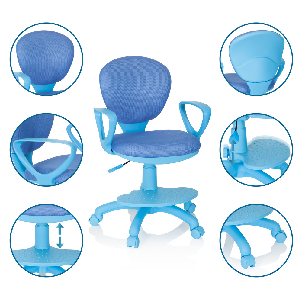 Hjh Office Kinderstuhl Kinderschreibtischstuhl Kid Colour Stoff Blau Stuhl Möbel B-Ware