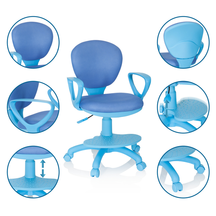 Hjh Office Kinderstuhl Kinderschreibtischstuhl Kid Colour Stoff Blau Stuhl Möbel B-Ware