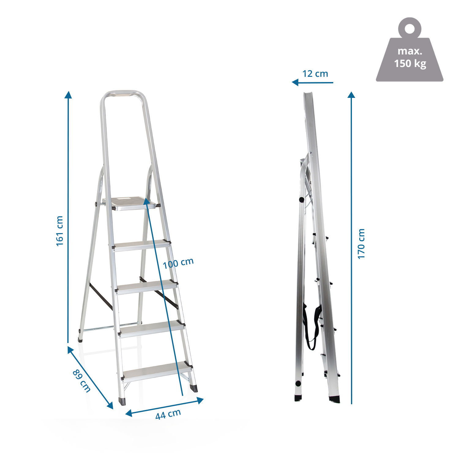 B-Ware Hjh Office Klappleiter Solid Iii Stehleiter Aluminium Trittleiter 5 Stufen - 4251084671136