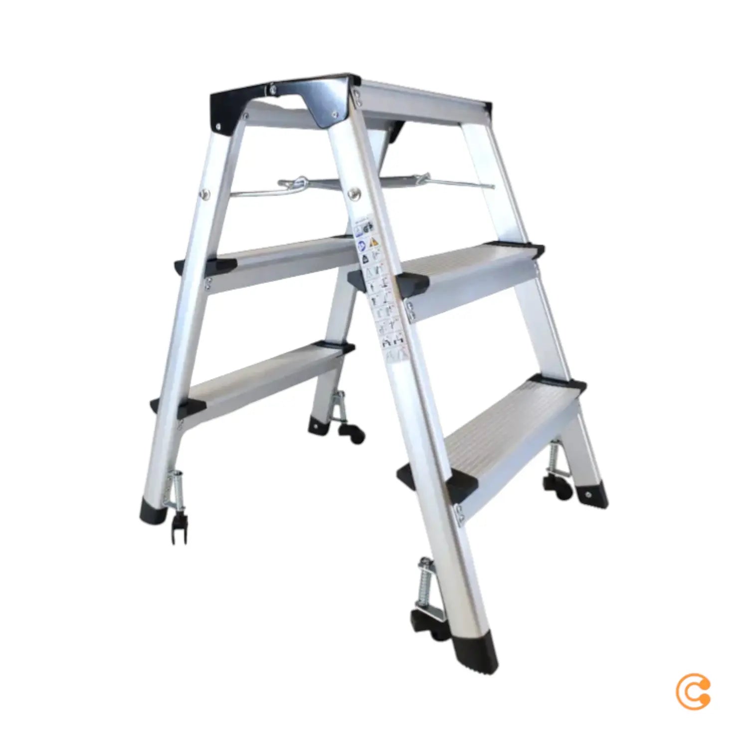 B-Ware Hjh Office Klappleiter Trittleiter Aluminium 3 Stufen Rollbar Siehe Text/Foto - 4251084677305