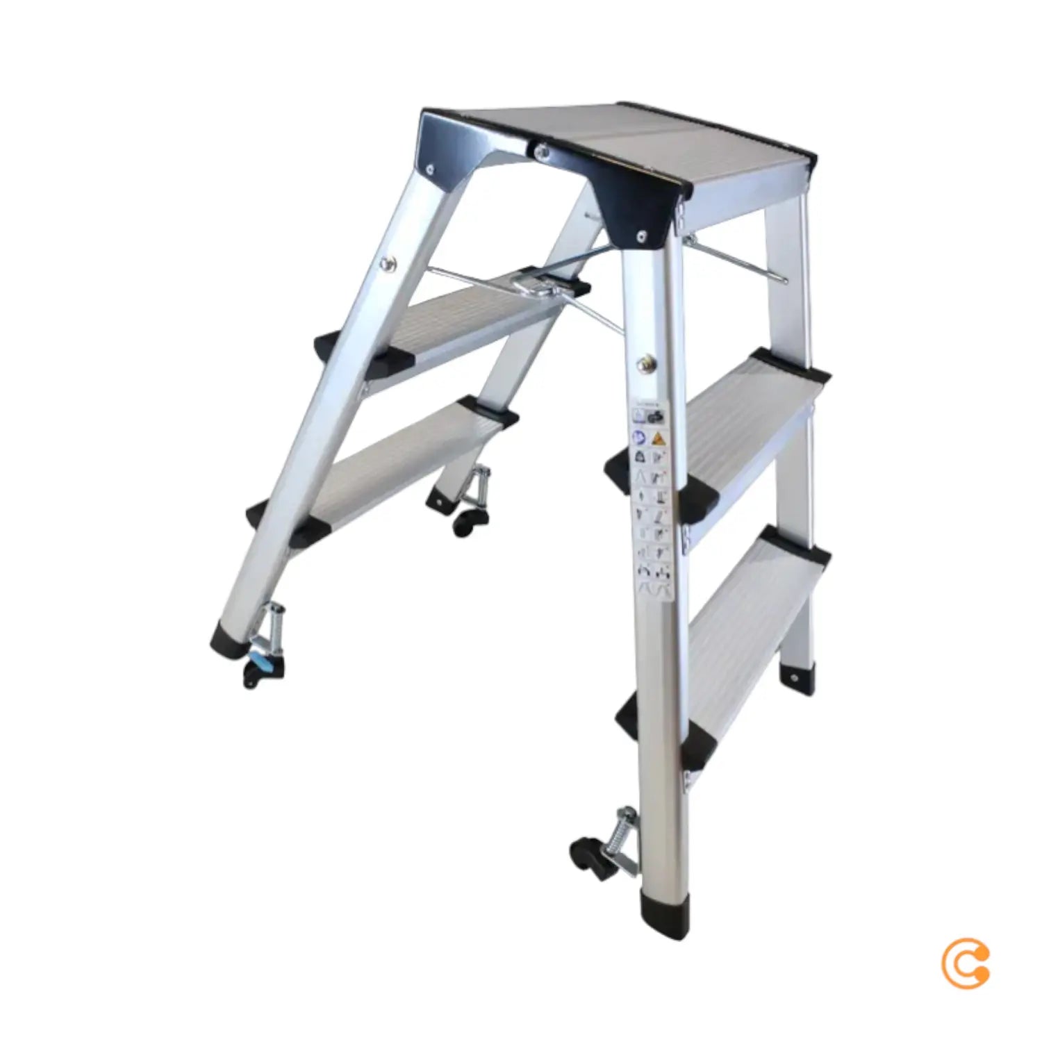 B-Ware Hjh Office Klappleiter Trittleiter Aluminium 3 Stufen Rollbar Siehe Text/Foto - 4251084677305