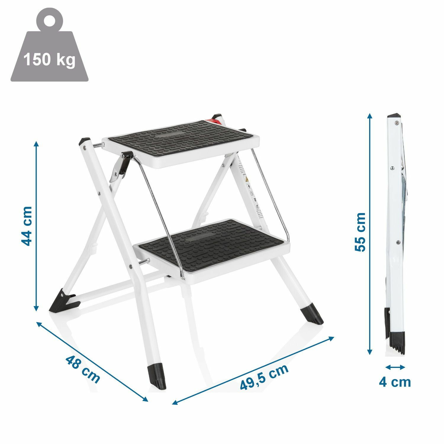 B-Ware Hjh Office Klapptritt Solid W1 Stahl 2 Stufen Weiß Leiter Trittleiter 194 Cm - 4064323001911