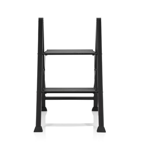 hjh OFFICE Klapptritt SOLID W5 Aluminium schwarz 2 Stufen Leiter Doppelleiter - 4064323023142
