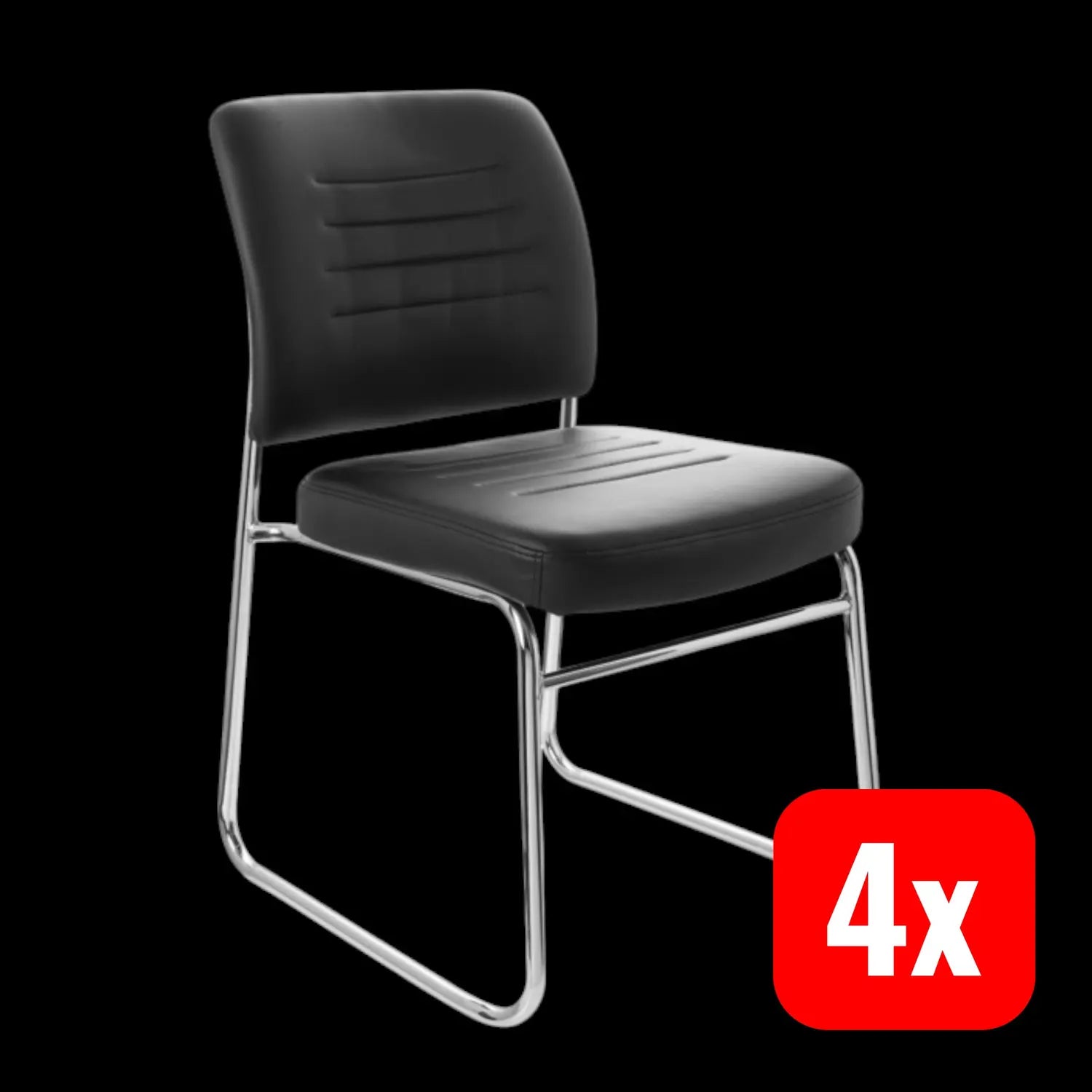 B-Ware Hjh Office Konferenzstuhl Stuhl Tonso V Kunstleder Schwarz 4 Stück - 4251084642723