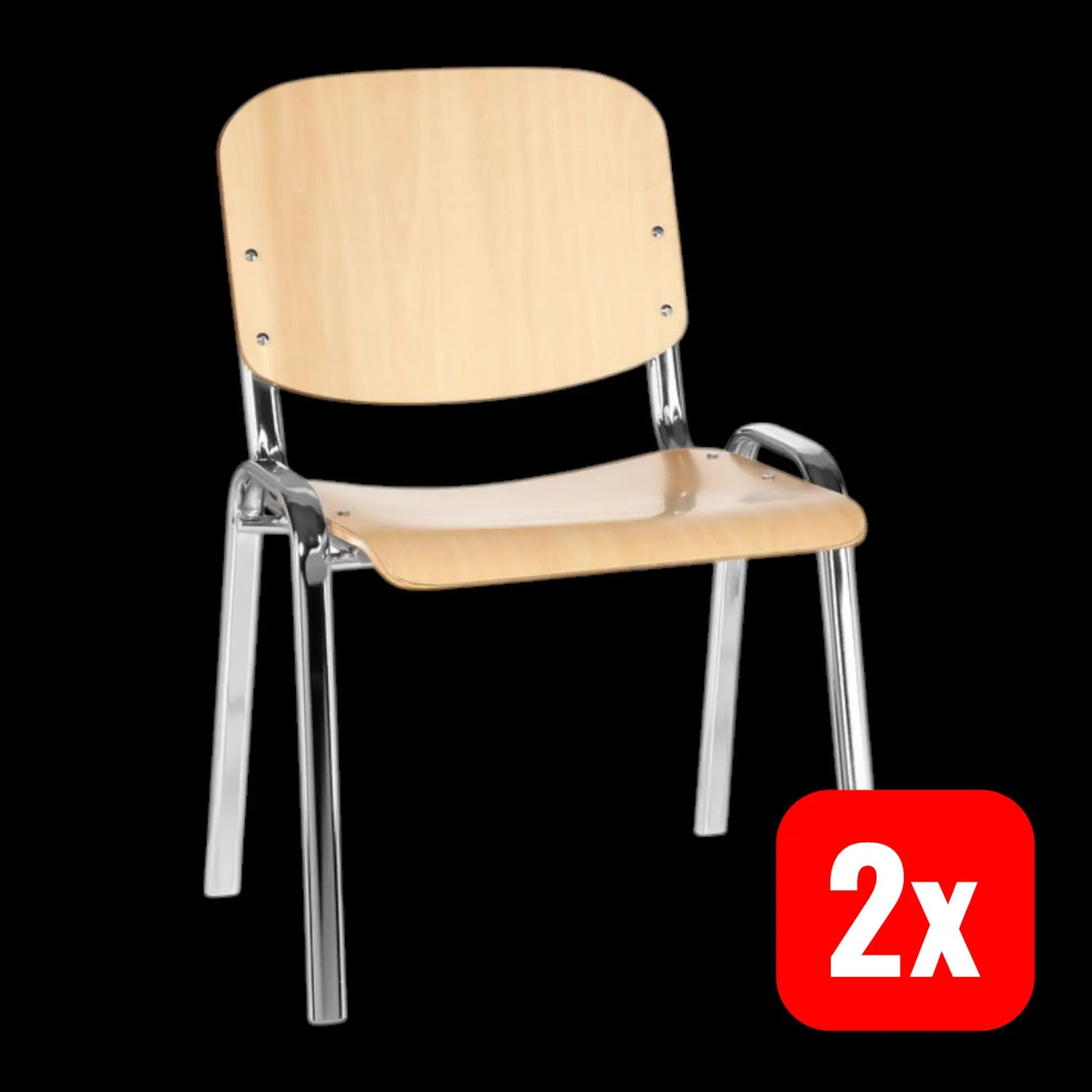 B-Ware Hjh Office Konferenzstuhl Besucherstuhl Esszimmer Xt 600 Chrom/Buche 2 Stück - 4260284082680