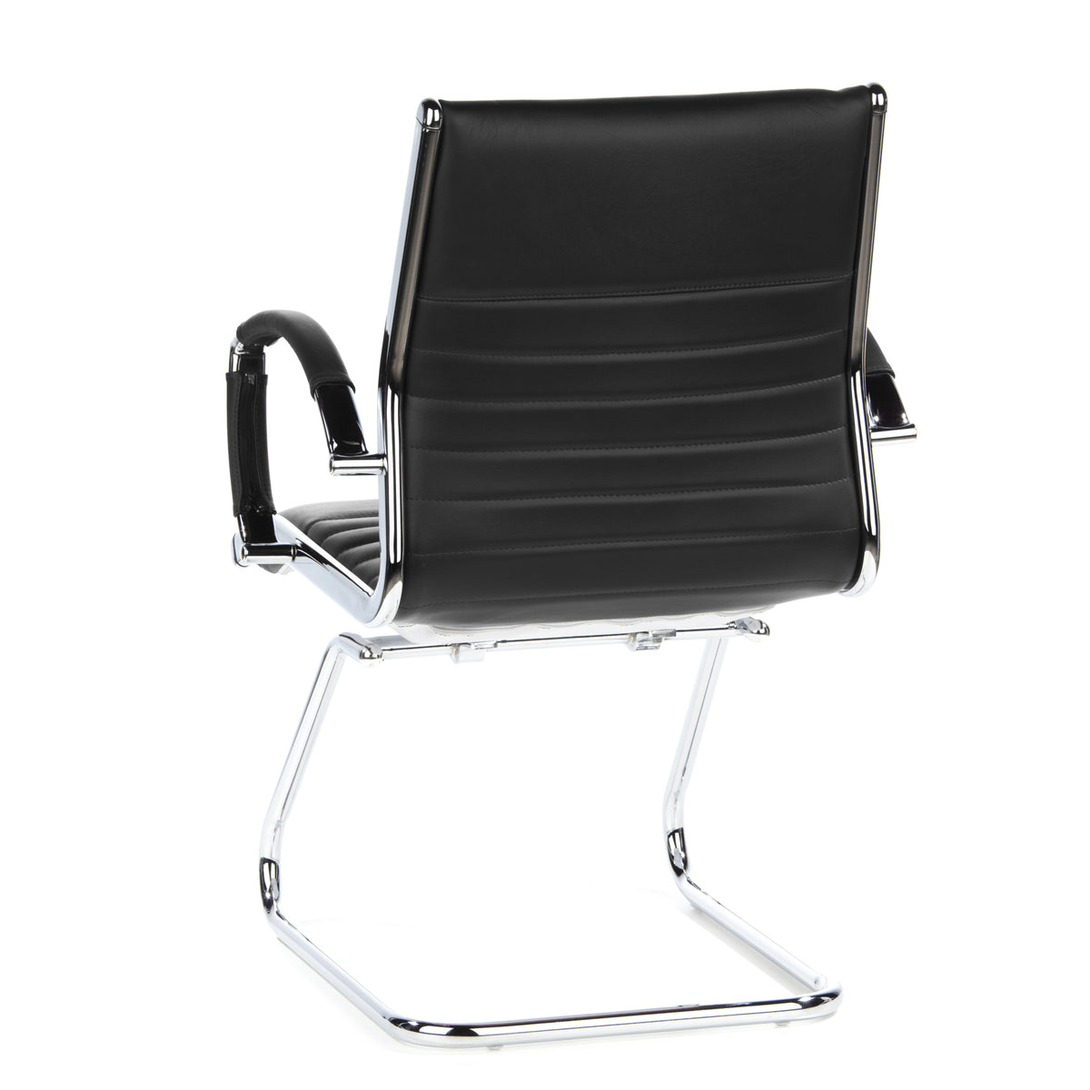 hjh OFFICE Konferenzstuhl Freischwinger Stuhl PARMA V Sitz Leder schwarz Ch963 - 4260182538487