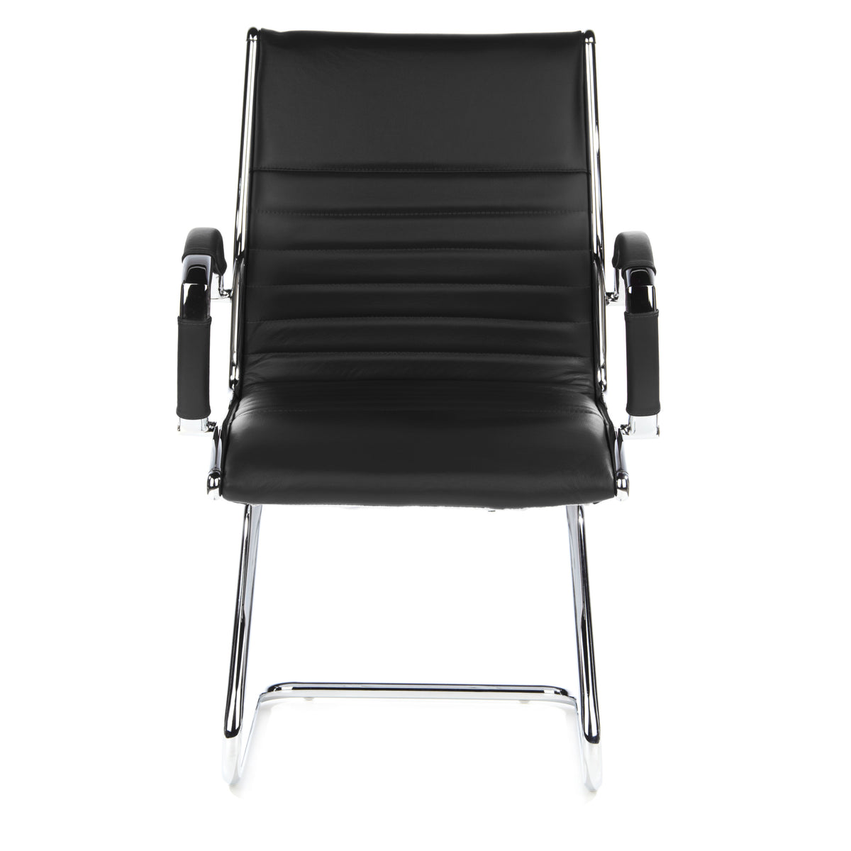 hjh OFFICE Konferenzstuhl Freischwinger Stuhl PARMA V Sitz Leder schwarz Ch963 - 4260182538487