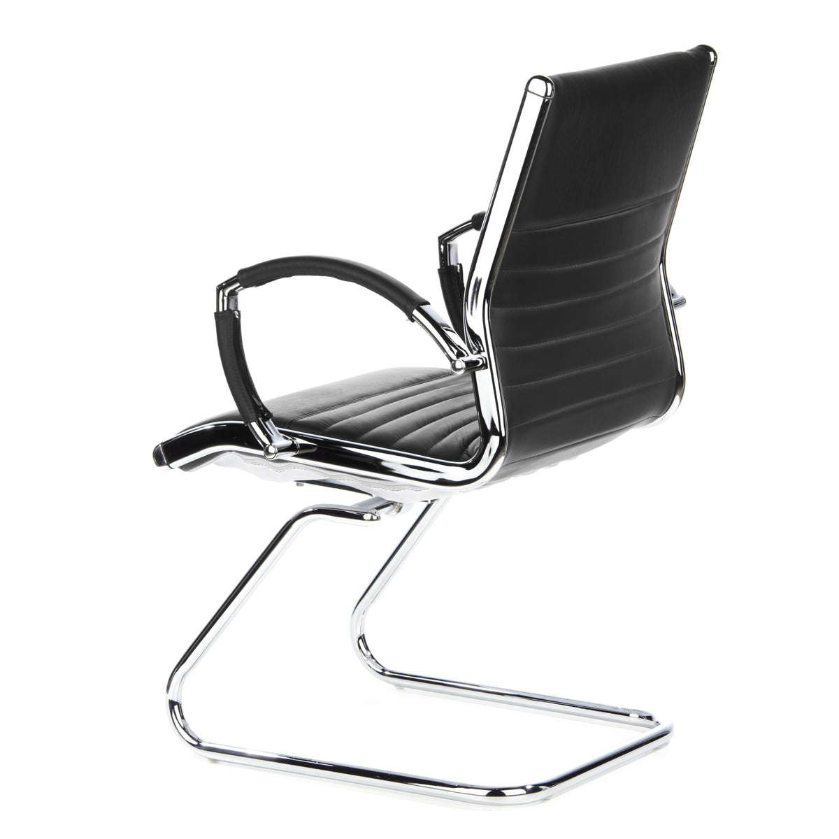hjh OFFICE Konferenzstuhl Freischwinger Stuhl PARMA V Sitz Leder schwarz Ch963 - 4260182538487