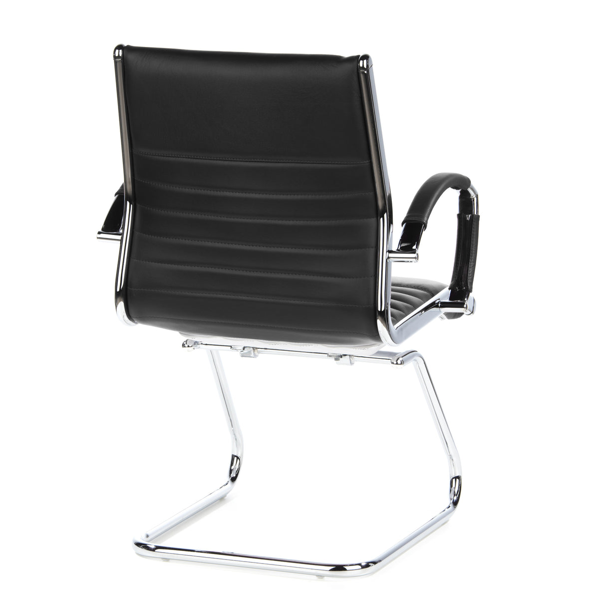 hjh OFFICE Konferenzstuhl Freischwinger Stuhl PARMA V Sitz Leder schwarz Ch963 - 4260182538487