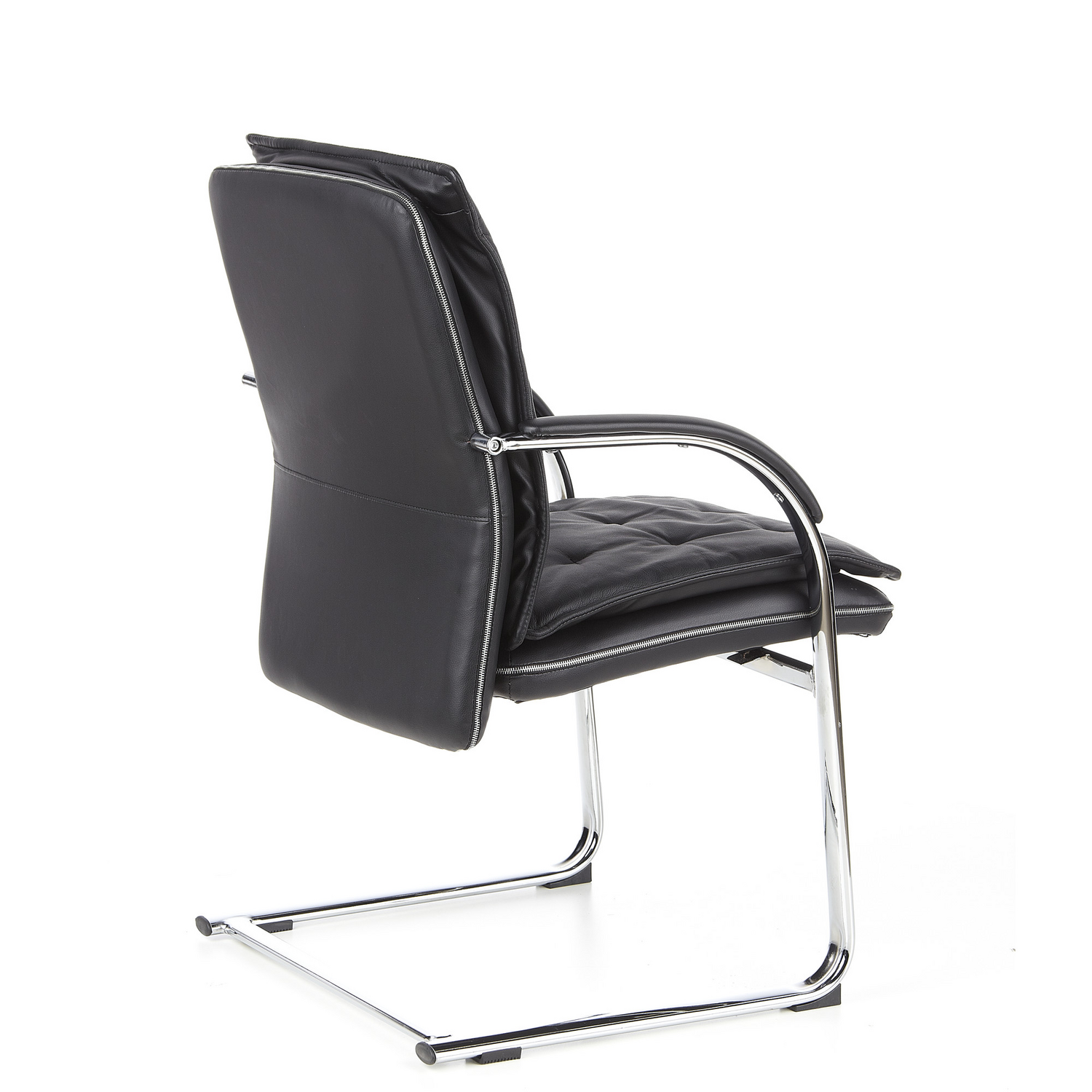 Hjh Office Villa V Konferenzstuhl Freischwinger Stuhl Sitz Nappaleder Schwarz B-Ware - 4260284080341