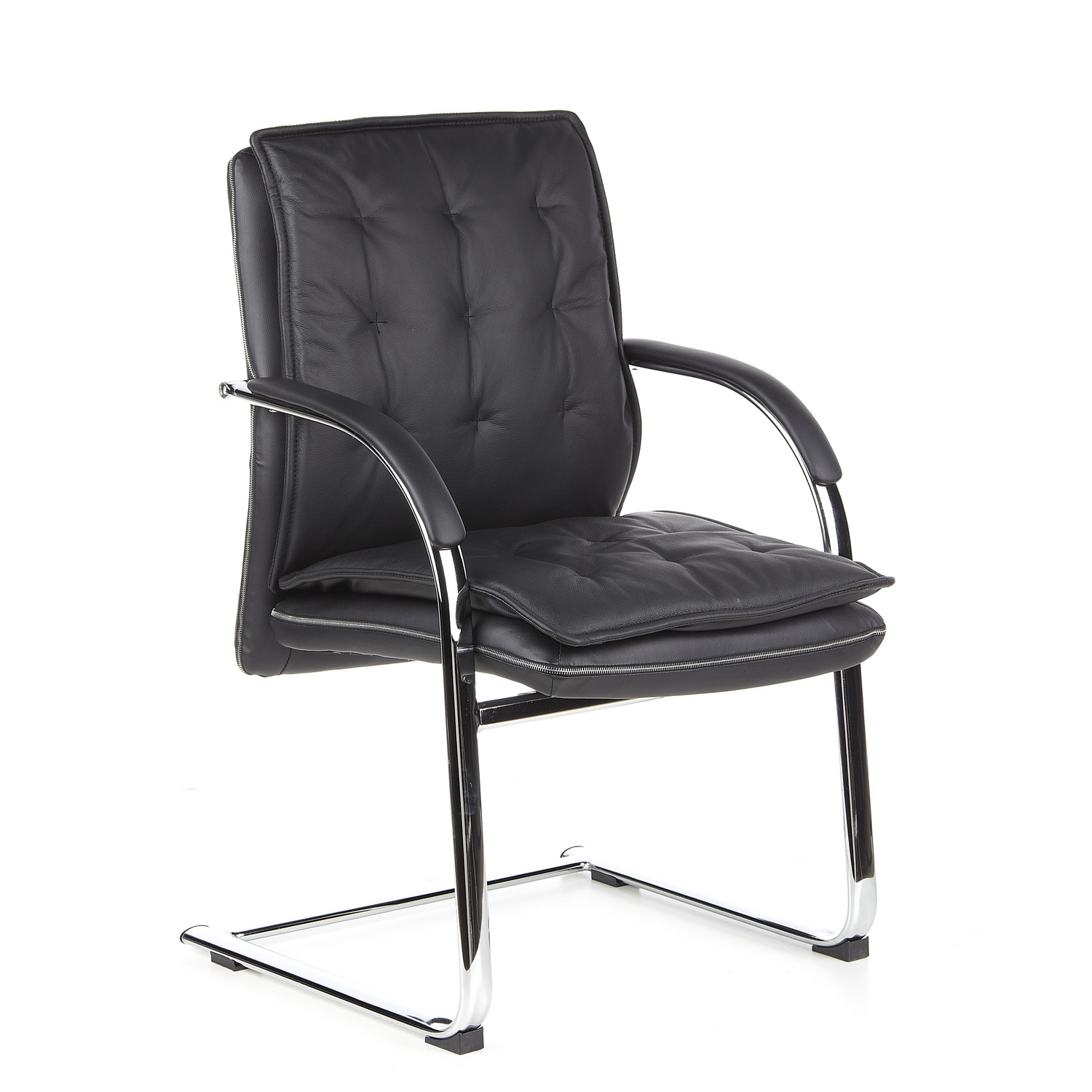 Hjh Office Villa V Konferenzstuhl Freischwinger Stuhl Sitz Nappaleder Schwarz B-Ware - 4260284080341