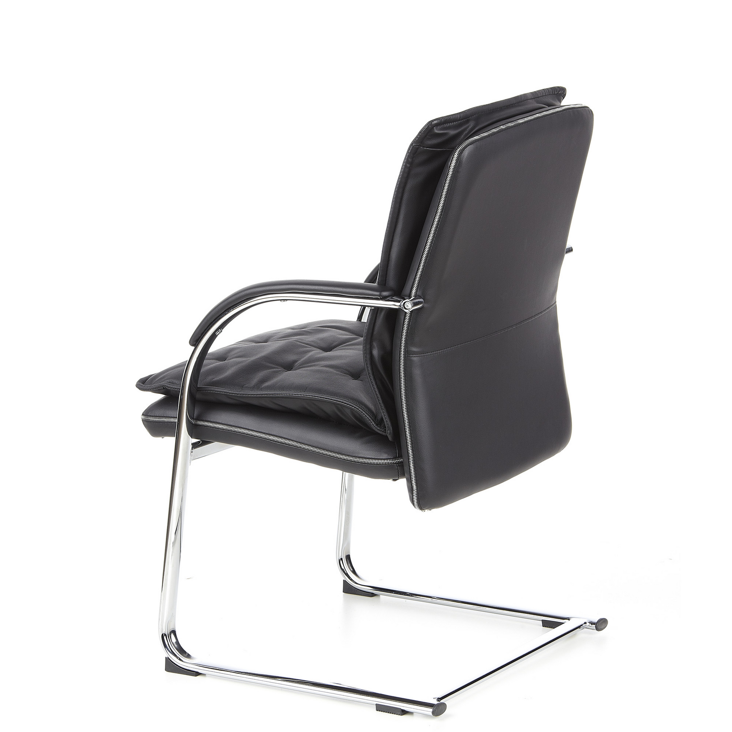 Hjh Office Villa V Konferenzstuhl Freischwinger Stuhl Sitz Nappaleder Schwarz B-Ware - 4260284080341