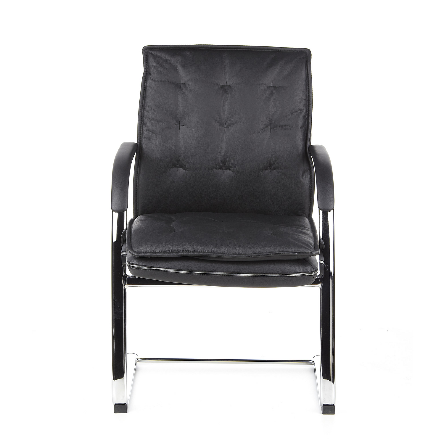 Hjh Office Villa V Konferenzstuhl Freischwinger Stuhl Sitz Nappaleder Schwarz891 B-Ware - 4260284080341