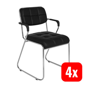 B-Ware Hjh Office Konferenzstuhl Kufen Besucher Schwarz Kunstleder Armlehnen 4 Stück